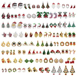 JJGrace 60pcs Assorted Christmas Pendant Charm for Necklace Bracelet Jewelry Making Clothes Sewing Bags Decoration Charm DIY Scrapbooking Supply