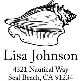 Custom Rubber Stamp Address - Conch Shell Address Stamp - Custom Self Inking Stamp