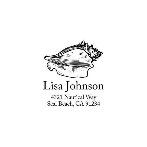 Custom Rubber Stamp Address - Conch Shell Address Stamp -