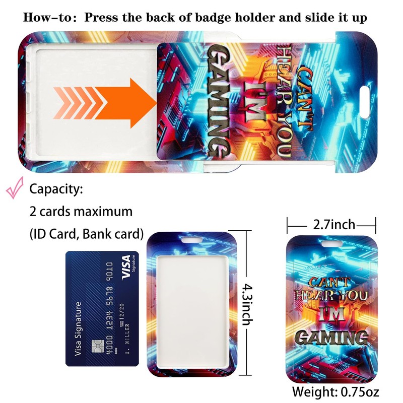 Gamer ID Badge Holder Retractable Clip Work Badge Reel Clip