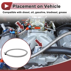 HEROFFIX 1 Pcs AN8 Fuel Line Hose 3ft Vacuum Hose Automotive 8AN CPE Fuel Hose Silver Tone CPE Rubber,Stainless Steel Braided