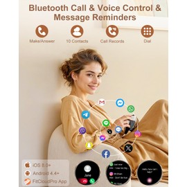 Smart Watches for Women 3 Bands 1.29" AMOLED Smartwatch Compatible Android and iOS Phones Answer/Make Calls Fitness Tracker Watch with 110+ Sports Modes Heart Rate Monitor Pedometer Sleep Rose Gold