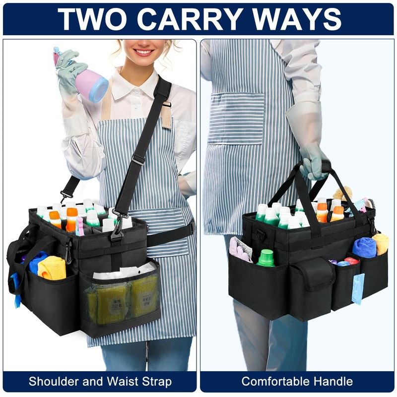 ZIOZERTT Cleaning Caddy Bag,Large Cleaning Supplies Organizer with Handle for
