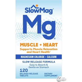 SlowMag Muscle + Heart Magnesium Chloride with Calcium Supplement to Support Mus