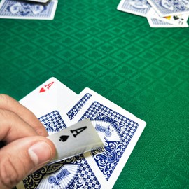 Ebrick Suited Poker Table Speed Cloth, 108 x 60 Inches Two Tone Table Cloth with Diamonds Hearts Clubs and Spades Patterns, Dustproof and Waterproof Tablecloth for Poker Tables (Forest Green)