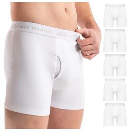 Mio Marino – Premium Cotton, Mens underwear boxer briefs, 5-Pack – Moisture Wicking for Comfort – Skin Fit – Bold Colors - 5-Pack - White (X-Large)