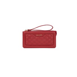 PORRASSO Women's Leather Purse Large Purse Minimalist Long Wallet with Hand Strap, red