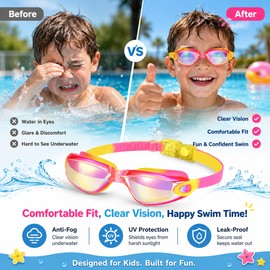 Kids Swim Goggles with Anti-Fog Lenses – UV Protection Silicone Glasses for Boys & Girls Swimming