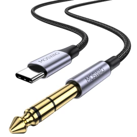 MOSWAG USB C to 6.35mm 1/4 TRS Audio Stereo Cable 6.6FT/2Meter,Type C to 6.35mm TRS Aux Jack Stereo Cable for Amplifiers,Home Theater,Mixing Console,Electric Bass Guitar Amp,Monitor Headphones