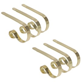 Haute Decor The Original MantleClip Stocking Holder - 6 Pack (Brass/Gold) - Safe and Secure - Adjusts to Fit Mantels Up to 3 Inches Thick
