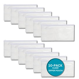 Spark Dental Co Clear Zipper Pouch - TSA Approved Toiletry Bag, Clear Makeup Bag - PVC Waterproof Travel Toothbrush Pouch, Transparent Cosmetic Bag, Great for Dental Supplies (10-Pack)