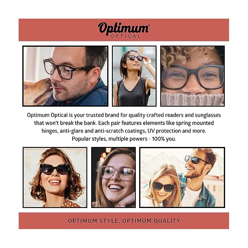 OPTIMUM OPTICAL Readers Glasses Spring-Mounted Hinges Scratch-Resistant Lenses Round Frame