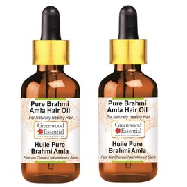 Greenwood Essential Pure Brahmi Amla Hair Oil with Glass Dropper for Skin & Hair 100ml x 2 (6.76 oz)
