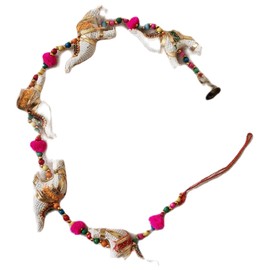 Yepsio Multicoloured Wind Chime 5 Elephant on String with Brass Bell perfect for walls Doors, windows Symbolize Luck deal for Office and Home Decoration (White)