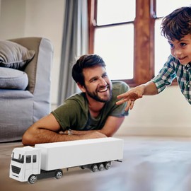 Kisangel Truck Model Toy Container Truck Model with Friction Drive: Kids Toy for Outdoor Construction Vehicles (White)