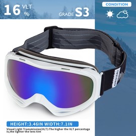 EYEGUARD Gafas de esquí para hombres y mujeres jóvenes con lente esférica OTG antivaho UV400 Gafas de snowboard