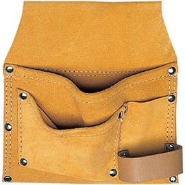 bricoleva.it 3+1 Genuine Leather Electrician Tool Bag 3 Pockets (1 Wide, 1 Medium and 1 Nail Holder) and 1 Hammer Loop, Hand Tool Storage Bag