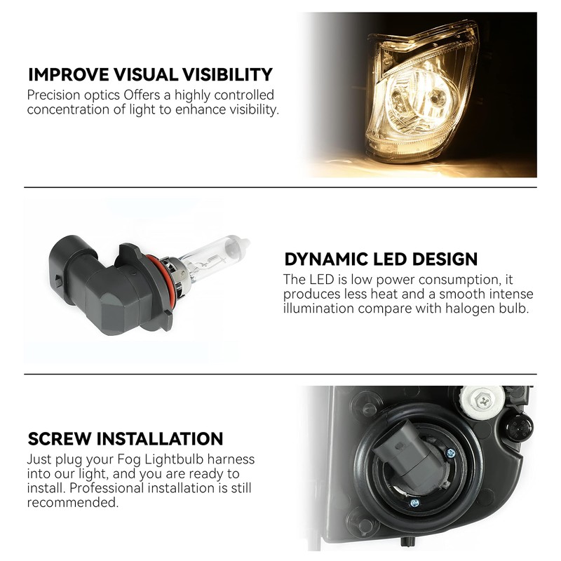 HECASA Fog Light Compatible with 2006-2010 Lexus IS250/IS350 Replacement for
