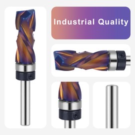 SpeTool Coated Compressiom Flush Trim Router Bit 1/4 Shank, Top Bearing Flush Cut Router Bit for Woodworking Trimming Template
