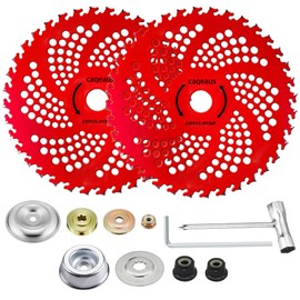 caqeaus 2 Pack 9" x36T Carbide Tipped Weed Eater Blades, Brush Cutter Blade with Universal Adapter Kit Compatible with Husqvarna, Stihl Brush Cutters, Trimmer, Weed Wreckers