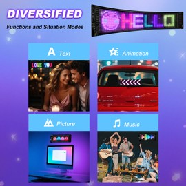 LED Sign for Car with Bluetooth APP Control, Custom Programmable LED Sign for Taxi Driver,Business, Holidays - Scrolling Display, Flexible Matrix Panel (26"x4")