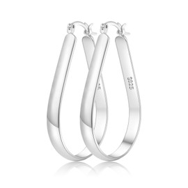 ABPBA 925 Sterling Silver Hoop Earrings for Women, Hypoallergenic Large Oval Hoop Earrings, Lightweight Big Silver Hoops Earring for Women Jewelry Gifts 30/40/65MM