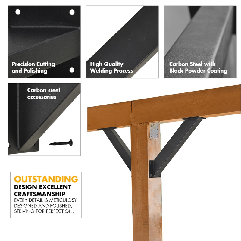 8 Pcs Pergola Brackets, 45-Degree Angle Bracket, Specially for Reinforcing