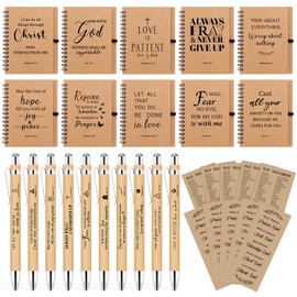 30 Pcs/10 Set Christian Gifts Bulk Spiral Notebook Bible Ballpoint Pen and Christian Bookmark Women Prayer Journal Inspirational Gifts Christian Party Favors Teachers Staffs Office Church Supplies