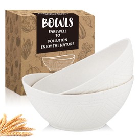 Homienly Serving Bowls Large Salad Bowls Set of 2 - Premium Wheat Straw Bowls Unbreakable Big Bowls for Fruits, Salads, Popcorn, Chips | 60 OZ Large Capacity for Party & Other Events - White
