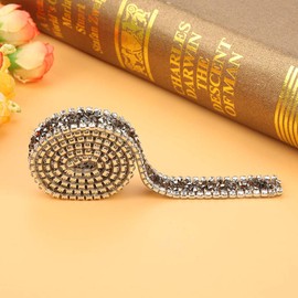 Akozon Diamond Ribbon Roll 1yard 15mm Diamond Mesh Wrap Roll Sparkle Crystal Rhinestone Ribbon Decoration(Gray)