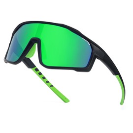 TJUTR Polarized Sports Sunglasses for Men, Oversized Wrap Around UV Protection Sun Glasses for Cycling, Fishing, Running