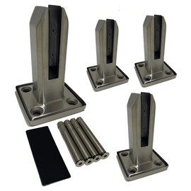 BBOSCH Glass Railing Post Glass Guardrail Base Glass Clamp Stainless Steel 304 Spigots Pool Fence Glass Railing Spigot System Stairs Balcony Glass Floor Clamps, silver