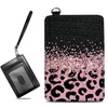 BWEGRHE Small Travel Wallets, Pink Glitter Leopard Slim Minimalist Front