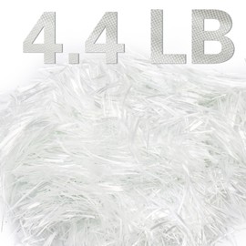 ZENFUN 4.4 Lb Fiberglass for Concrete Cement, 3/4"(19mm) Length Fiberglass Chop Strands for Mortar Concrete Reinforcement, Fiber Additive White Fiber Glass for Building Walls Garden Floor