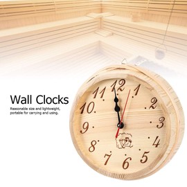Sauna Wall Clock, Wooden Wall Clock 9 inch Sauna Timer Clock Wood Round Hanging Clock Home Decor
