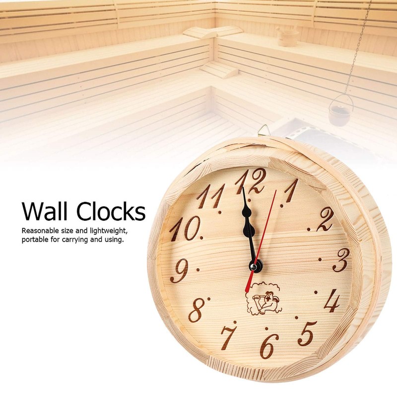 Sauna Wall Clock, Wooden Wall Clock 9 inch Sauna Timer