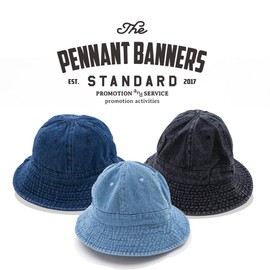 [PENNANT BANNERS] Denim Metro Hat Men's [All 3 Colors / Size: 58 cm] Hat Bucket Hat Casual Outdoor (PB073), Black, 58 cm