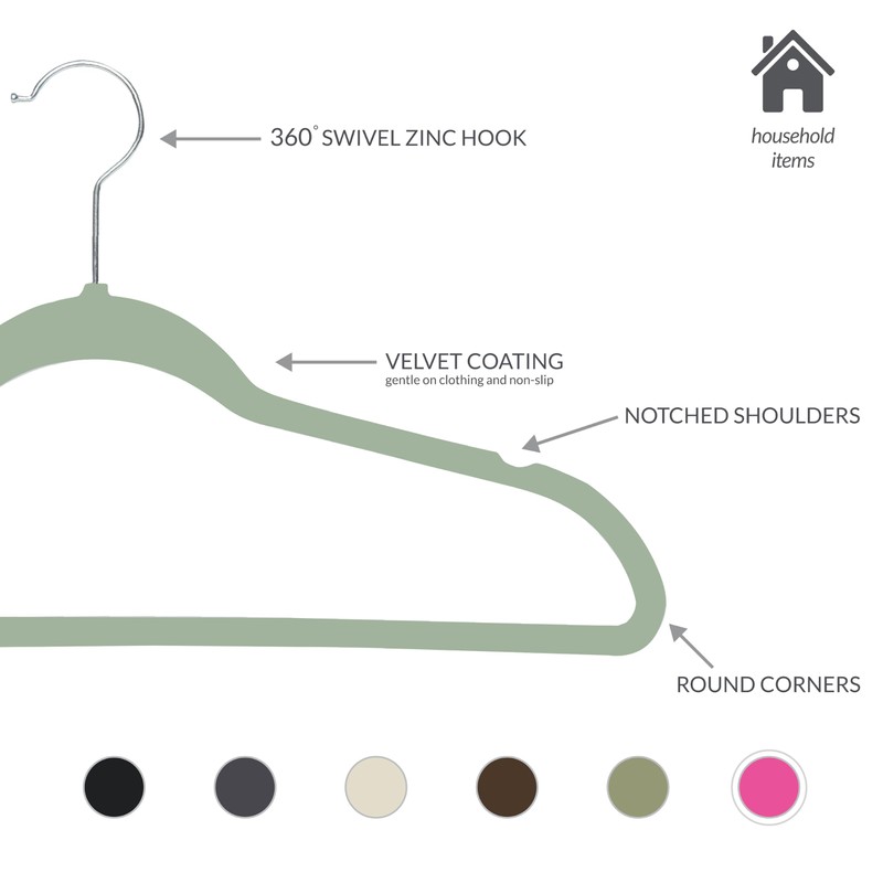Simplify Slim Velvet Clothes Hangers | 100 Pack | Non-Slip