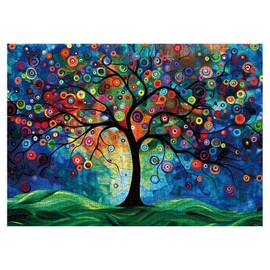 Colorful Tree Puzzles for Adults 1000 Pieces, Rainbow Tree Art Jigsaw Puzzles, Tree of Life Puzzles