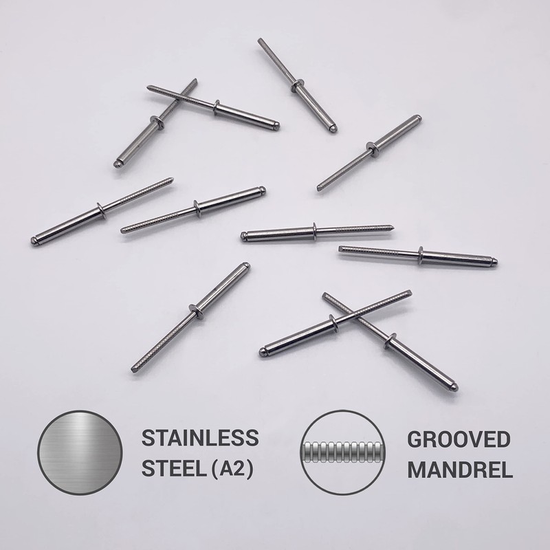 (Pack of 100) Stainless Steel Blind Rivets 4.0 x 25