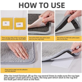 VRSS 12 Pack 3.9 Inch * 3.9 Inch Rug Tape Pads Gripper Hook and Loop Style Non Slip Anti-Slip Washable Grippers for Rugs, Door Mat etc.