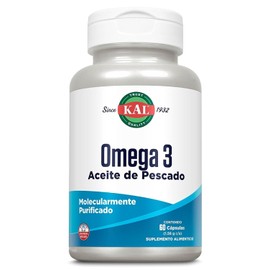 KAL Omega 3 (60 Cpsulas de gel) de aceite de pescado molecularmente purificadas, Garanta Clear quality (absorcin en 30 min).                          