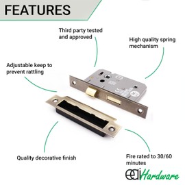 EAI Mortice Bathroom Lock | 74x57mm | Antique Brass - Pack of 1