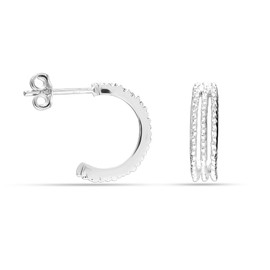 LeCalla All 925 Sterling Silver Jewellery Small Italian Half Hoop Earrings for Women and Teens, Silver, No Gemstone