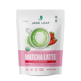 Jade Leaf Matcha Organic Premium Ceremonial Grade Matcha Green Tea Powder - Japanese - Culinary, Ingredient, Ceremonial Barista Teahouse, Latte, Collagen, 5.3 Ounce (Pack of 1), Strawberry Matcha Latte