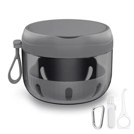 Denture Case with Strainer and Mirror, Travel Bath Box with No-Leak Design, Retainer Storage Container (Pink)