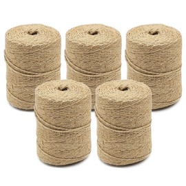 5 PCS Twine String Bulk 3000 Feet Long, 2mm Thin Jute Twine for Crafts, Hemp Rope Wrapping, Packing Gardening, Crochet Knitting Macrame Decor, 600 Feet Each Roll