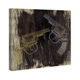 The Oliver Gal Artist Co. Entertainment and Hobbies Wall Art Canvas Prints 'Versus' Home Décor, 12" x 12", Gold, Black