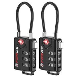 TSA Approved Cable Luggage Locks, Re-settable Combination with Alloy Body, Black 2 Locks. | Forge