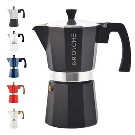 GROSCHE Milano Stovetop Espresso Maker Moka Pot Cuban Coffee Maker Stovetop Coffee Maker Moka Italian Greca Brewer Percolator | 6 Espresso Cup, Black